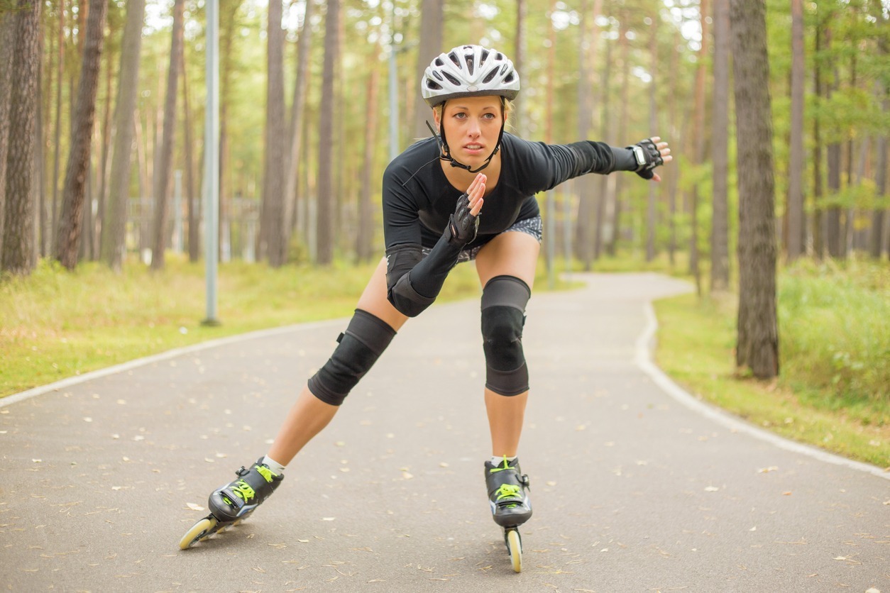 Active woman inline skating