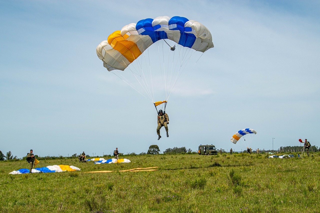 a man parachuting