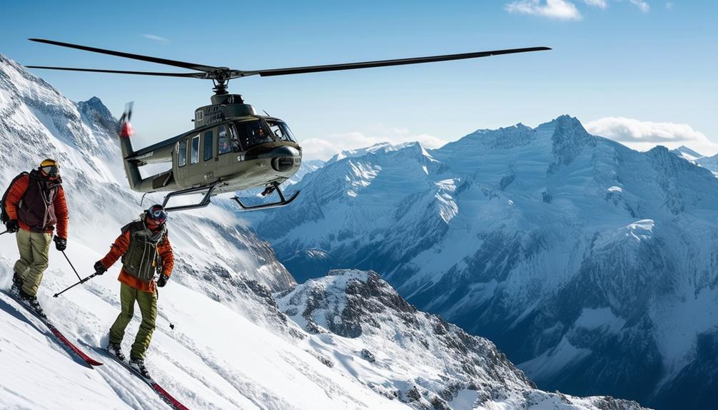 helicopter skiing in mountains