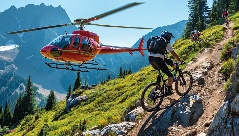 mountain biking with helicopter