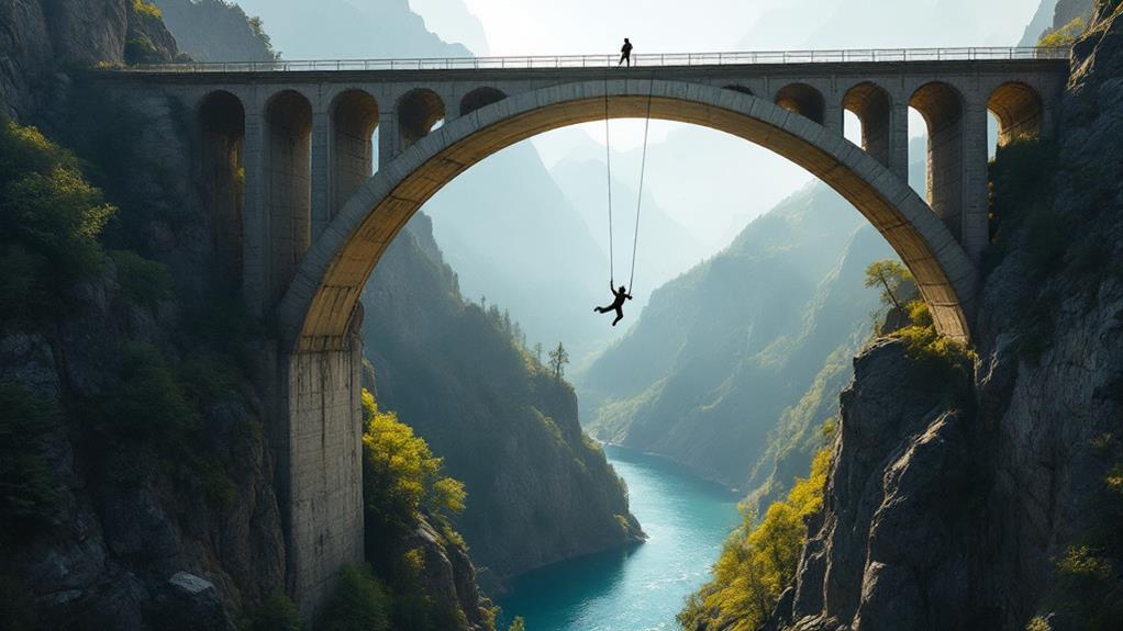 mountain spanning european bridge