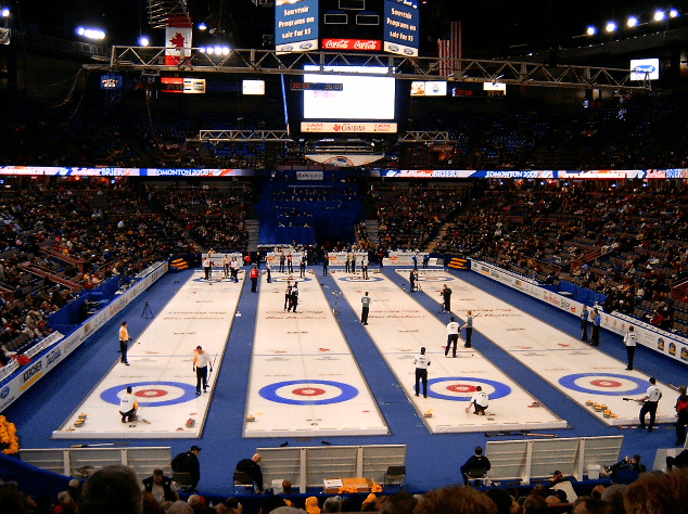 Figure shows a curling match