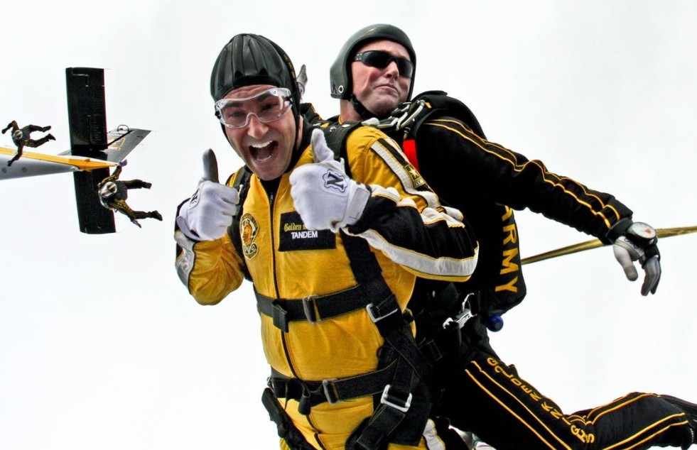 two men sky diving