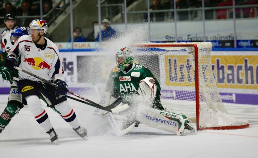 A typical ice hockey game. 