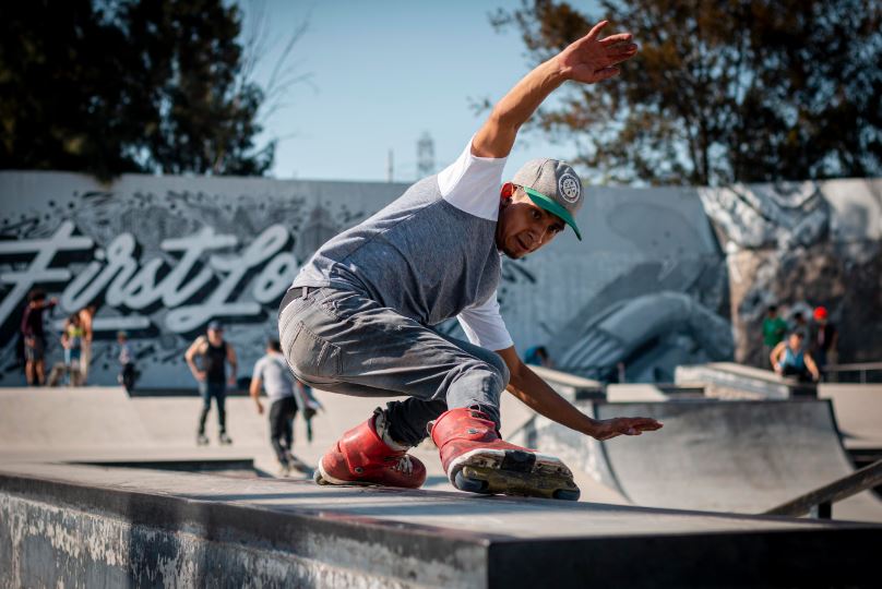 A Skater Doing a Grind Trick