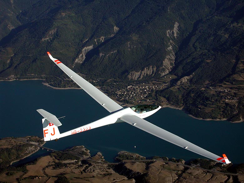 Glider Plane flying in the French Alps